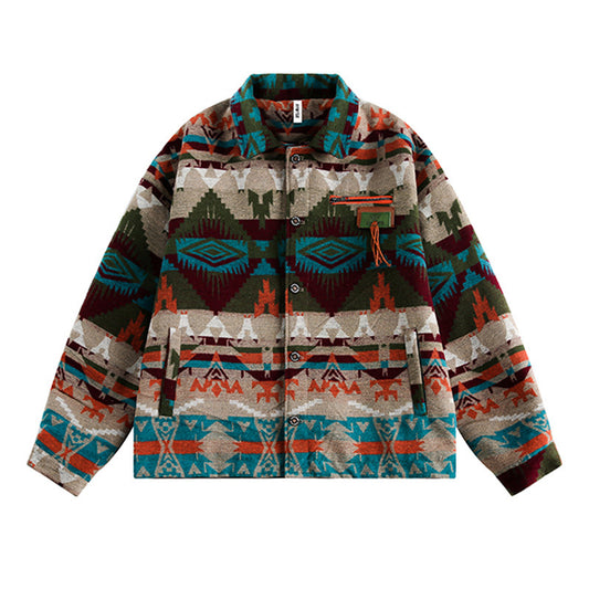 Ekaterinabutik | Ancient Style Printed Woolen Coat