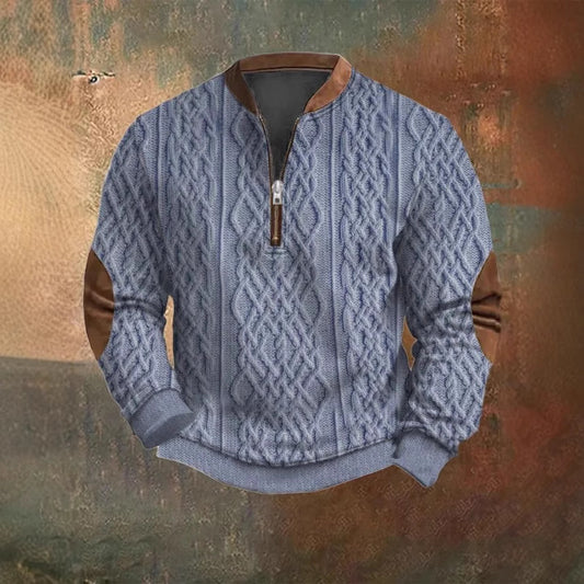 Ekaterinabutik | Winter Digital Printing Half Zipper Sweater