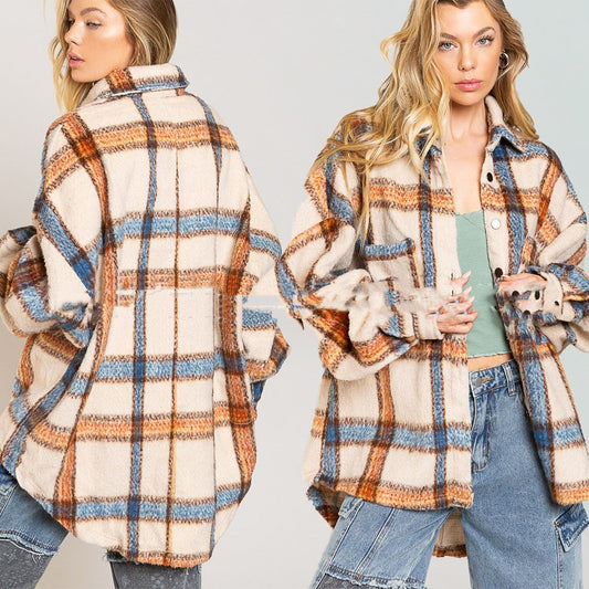 Ekaterinabutik | Heavy Contrast Plaid Jacket In Winter