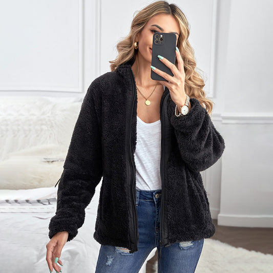 Ekaterinabutik | Winter Long-sleeved Plush Loose Warm Cardigan